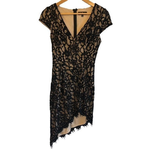 Lulus Black Crochet‎ Lace V Neck Bodycon Style Midi Dress Size S